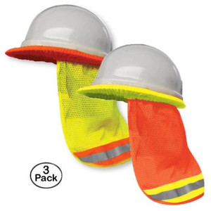 Hi-Vis hard hat sun shade cover with reflective tape, 3 pack for UV neck protection