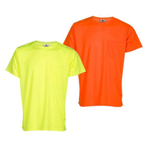 High-visibility safety t-shirt with 35 UPF sun protection for construction