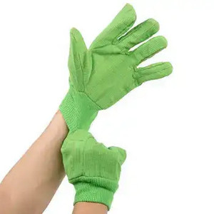 Corded work gloves with reinforced palm