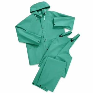 Two-Piece Acid and Chemical Safety Suit with Hood and Bib Pants