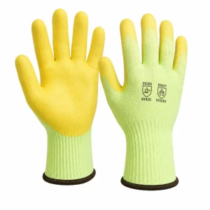 High Visibility ANSI A4 Cut Resistant Gloves with HPPE Shell and PU Palm Coating
