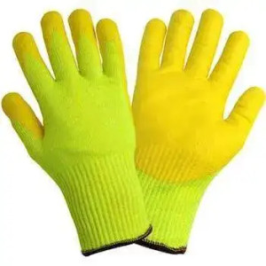 High Visibility ANSI A4 Cut Resistant Gloves with HPPE Shell and PU Palm Coating