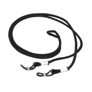 Black nylon eyeglass cord for adjustable universal safety glasses