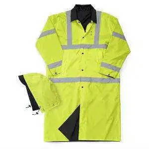 High-Visibility Reversible Rain Coat ANSI Class 3 300D Polyester Safety Wear
