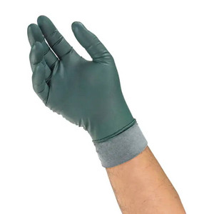 Moisture-wicking flock lining nitrile gloves