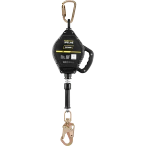 20 ft steel cable SRL with swivel snap hook and self-locking carabiner.