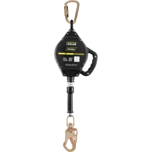 20 ft steel cable SRL with swivel snap hook and self-locking carabiner.
