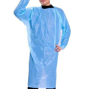Disposable CPE plastic isolation gowns waterproof blue