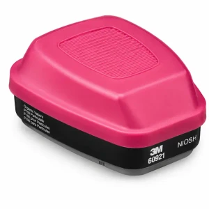 3M 60921 Organic Vapor P100 respirator cartridge filters, magenta and black bayonet cartridges, 2-pack for compatible 3M reusable respirators.