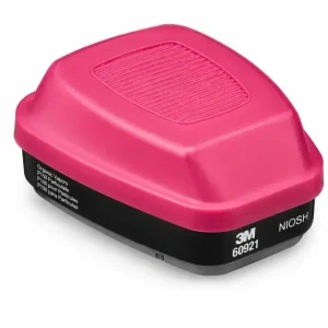 3M 60921 Organic Vapor P100 respirator cartridge filters, magenta and black bayonet cartridges, 2-pack for compatible 3M reusable respirators.