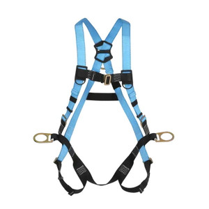 Front view of the Economy ANSI Z359.11 Full Body Harness featuring 3 D-Rings and a 310 lb weight capacity for industrial fall protection