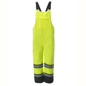 Quilted Class E Work Pants with reflective stripes and adjustable bib