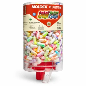 Moldex SparkPlugs PlugStation 6645 uncorded foam earplug dispenser with 500 pairs and NRR 33 dB