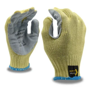 Kevlar leather work gloves with ANSI A3 cut protection