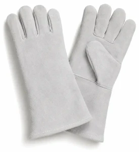 Gray Side-Split Leather Welding Gloves - Full Gauntlet