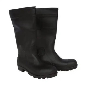 16 inch waterproof steel toe rubber boots with pull-on PVC construction and grease-resistant outsole