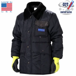 SubPolar insulated coat front view with zipper and pile collar