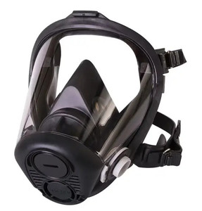 Honeywell North RU6500 full face respirator with blue silicone seal and clear panoramic lens