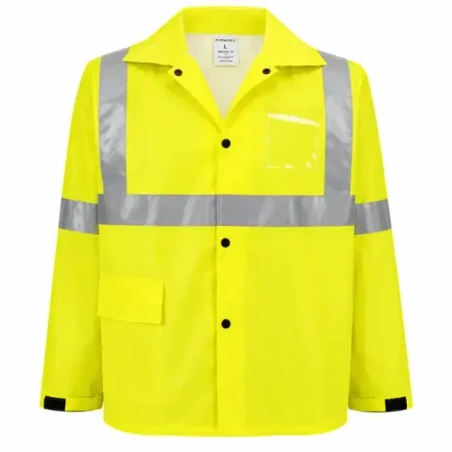 High-Visibility Self-Extinguishing Rain Jacket ANSI Class 3 Safety Workwear