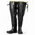 black rubber hip boots with thigh straps for deep water protection