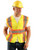 High-visibility expandable safety vest in fluorescent yellow with reflective tape