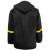 High-visibility safety rain gear set in black with yellow reflective stripe – heavy-duty waterproof workwear