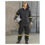 Waterproof nylon/PVC rain jacket and elastic-waist pants with detachable hood – rugged industrial rain suit
