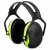 3M PELTOR X4A over-the-head earmuffs with black and chartreuse low-profile earcups, wire headband, NRR 27 hearing protection, and HYX4 replacement cushion compatibility.