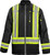 Black -60 degree freezer jacket with high-vis reflective tape and dual radio clips for industrial cold storage work