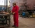 Female Worker With Red Cotton Work Suit