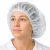 Worker wearing white disposable bouffant cap for vitamin manufacturing plant and hygiene control