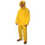 Rain suit on construction worker in stormy setting