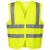Fluorescent yellow high-visibility mesh safety vest with reflective stripes and front zipper for construction, traffic, warehouse, and industrial work.