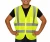 Worker wearing a fluorescent yellow high-visibility mesh safety vest with reflective stripes, zipper closure, and chest pocket.