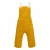 Golden split-leg leather welding apron with adjustable shoulder straps, reinforced chest pocket, metal D-rings, and extended leg coverage.