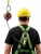 Worker wearing fall protection harness with self-retracting lifeline and yellow hard hat