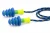 Close-up of Howard Leight Fusion hybrid reusable earplug flanges and core
