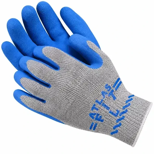 Atlas Fit latex-coated work gloves with abrasion-resistant grip, sold by the dozen
