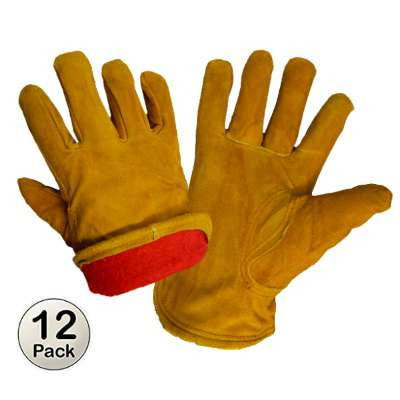 fleece lined leather driver gloves warm insulated work gloves cold weather dozen pack