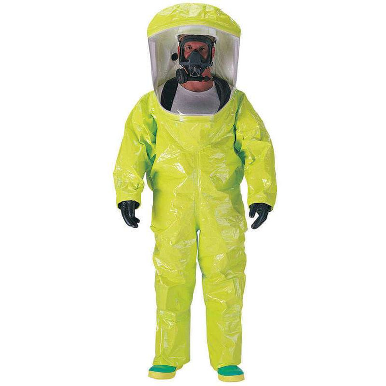 DuPont Tychem 10000 TK555T lime-yellow rear-entry encapsulating suit