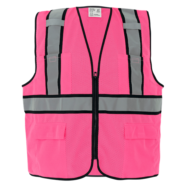 pink hi vis breast cancer awareness safety vest