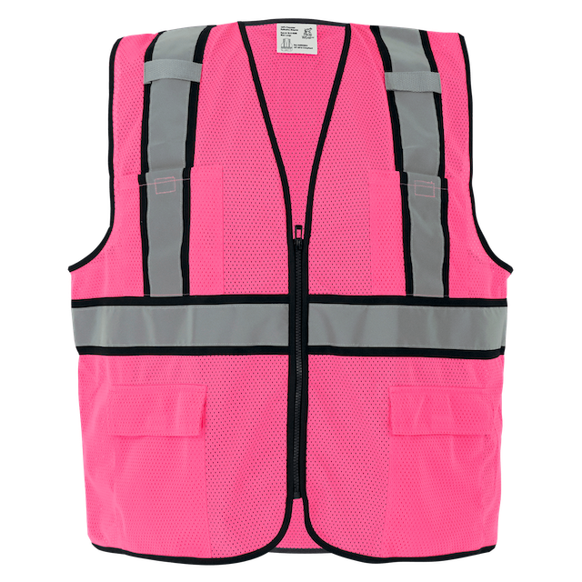 pink hi vis breast cancer awareness safety vest