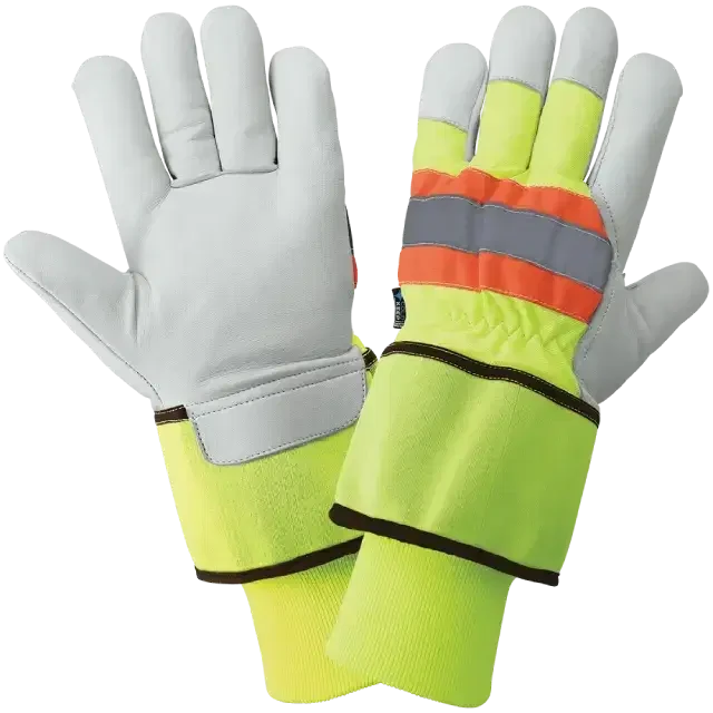 Hi-Vis Goatskin Leather Palm Freezer Gloves – Insulated Work Gloves
