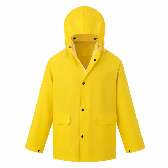 H 3.0 PVC Rain Jacket – Waterproof Yellow Work Jacket with Hood