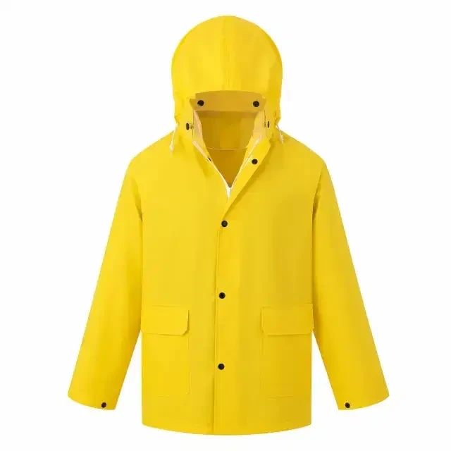 H 3.0 PVC Rain Jacket – Waterproof Yellow Work Jacket with Hood