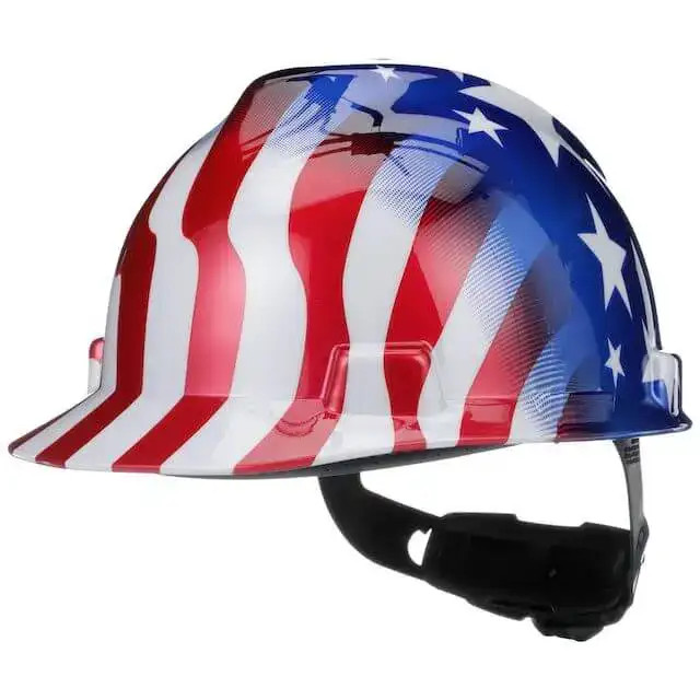 MSA Stars & Stripes Hard Hat showing patriotic red, white, and blue design