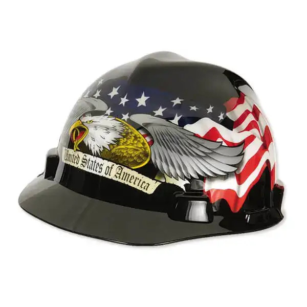 MSA American Eagle Hard Hat with USA Flag Design – Front View