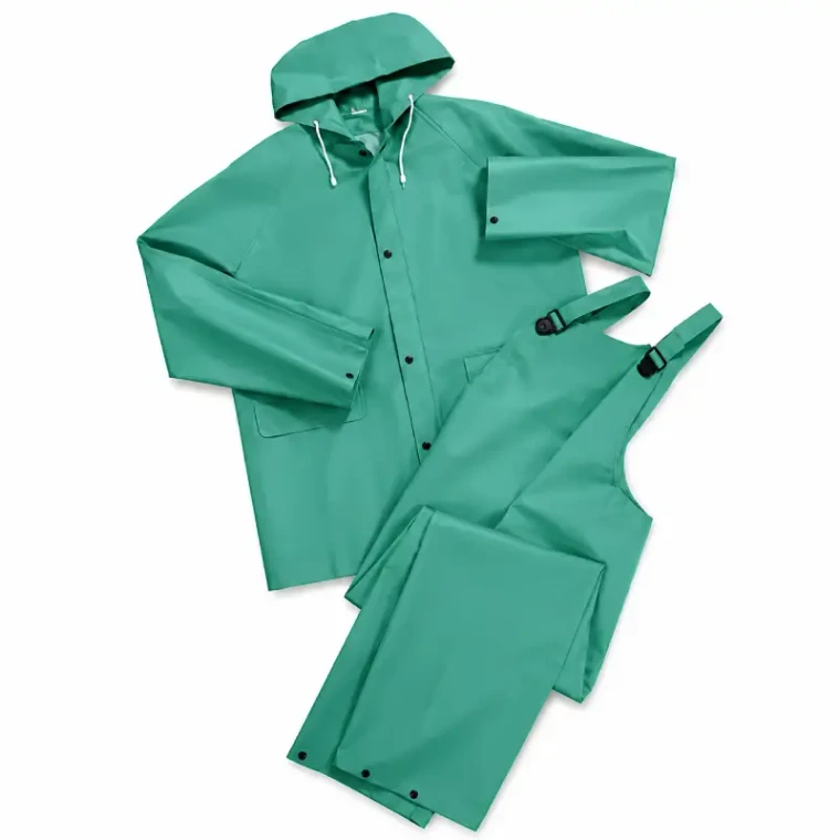 Two-Piece Acid and Chemical Safety Suit with Hood and Bib Pants