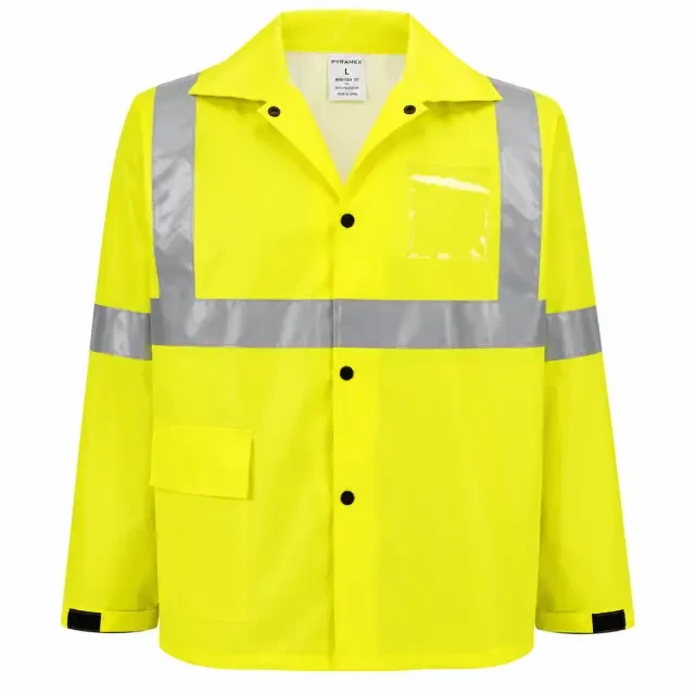 High-Visibility Self-Extinguishing Rain Jacket ANSI Class 3 Safety Workwear