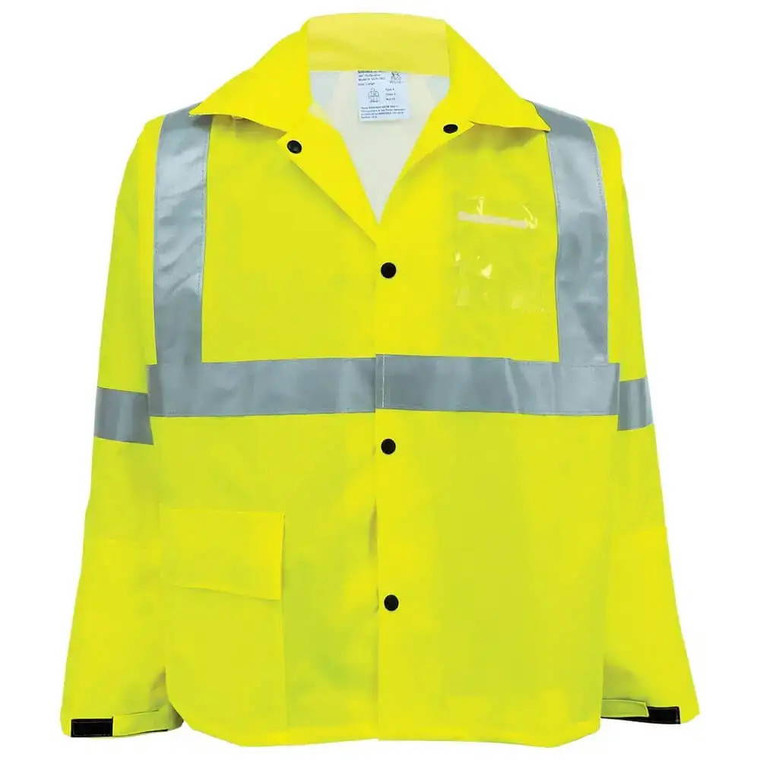 High-Visibility Self-Extinguishing Rain Jacket ANSI Class 3 Safety Workwear